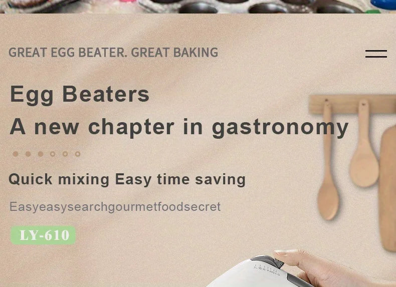Electric Hand Mixer Kitchen Beater Spiral Whisk Stand Cake Baking Food Blender Egg Beater Cream Dough Hand Electric Mixer
