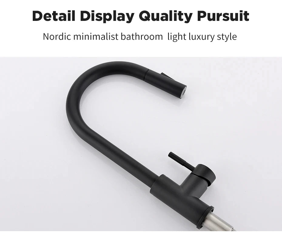 304 brushed kitchen faucet, black surface faucet, kitchen sink faucet, pull-out kitchen faucet, single hole faucet