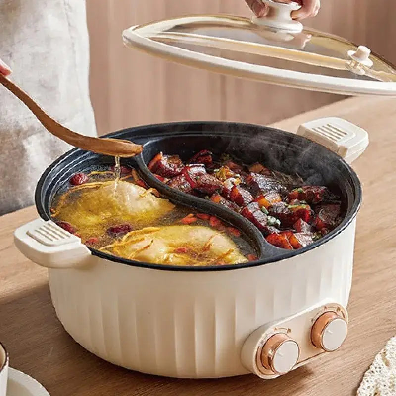 5L 6L Home Yuanyang Electric Hot Pot Electric Boiled Pan Large Capacity Double Soup Pots Non Stick Electric Frying Pan 2000W