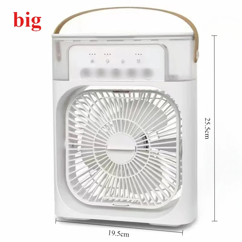 2025 New Portable Fan Air Conditioners USB Electric Fan LED Night Light Water Mist Fun 3 In 1 Air Humidifie For Home