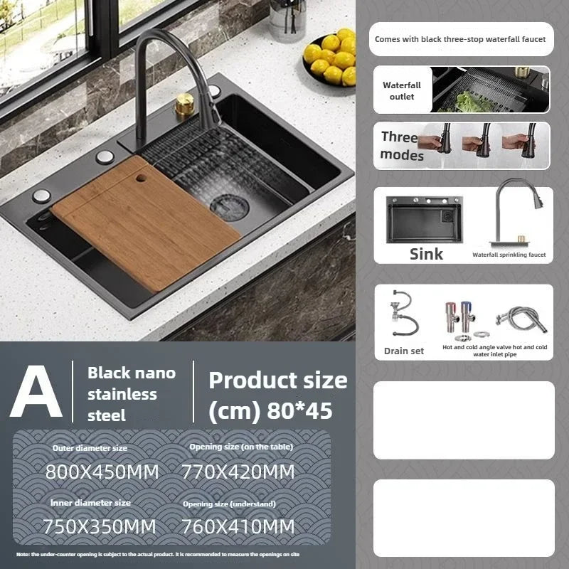Thickened 304 Sink Stainless Steel Sink Single Vegetable Basin Dishwasher Table Stainless Steel Kitchen Accessories Basin Large