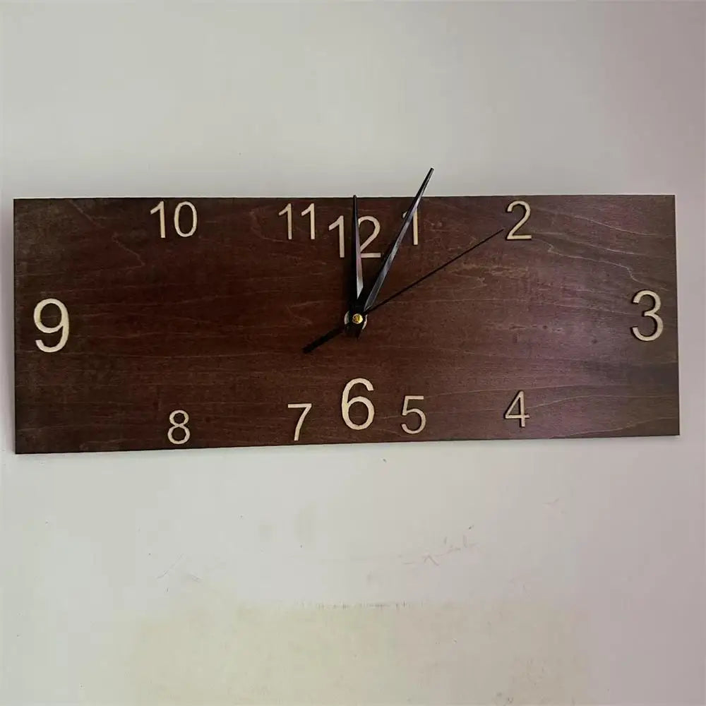 Retro Rectangular Wooden Wall Clock CreativeHome Living Room Office Decoration Wall Hanging Watch Quartz Clock