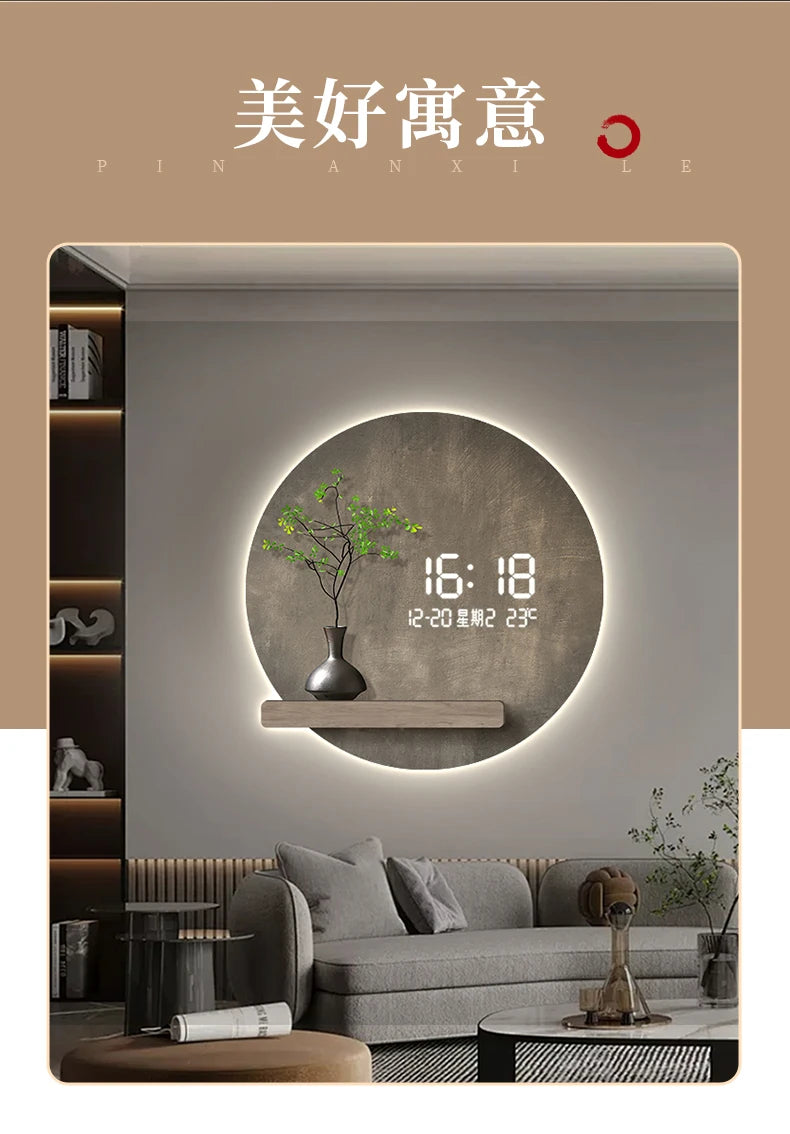Digital Art Mural Wall Clocks Luxury Mechanism Alarm Korean Kitchen Wooden Wall Watch Reloj De Pared Living Room Decoration
