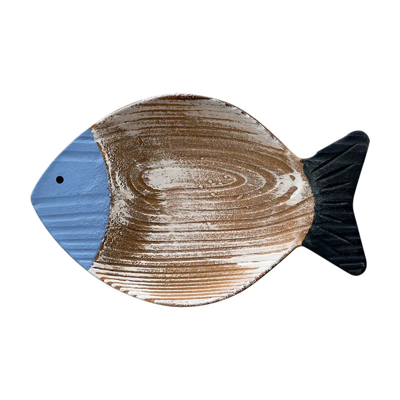 Woodiness Mediterranean Ocean Wall Stereoscopic Model Room Hotel Fish Wall Decor Decoration Size Set Can Be Hung or Placed