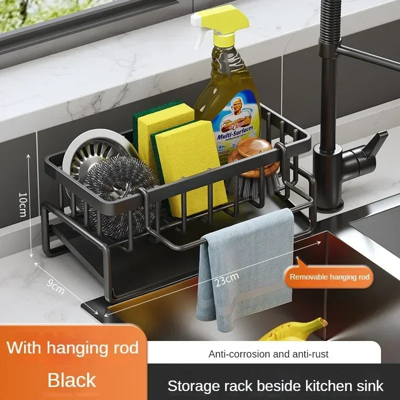 Self-draining Sink Shelf Stainless Steel Kitchen Sink Drain Rack Soap Sponge Holder Kitchen Sink Organizer Kitchen Organizer