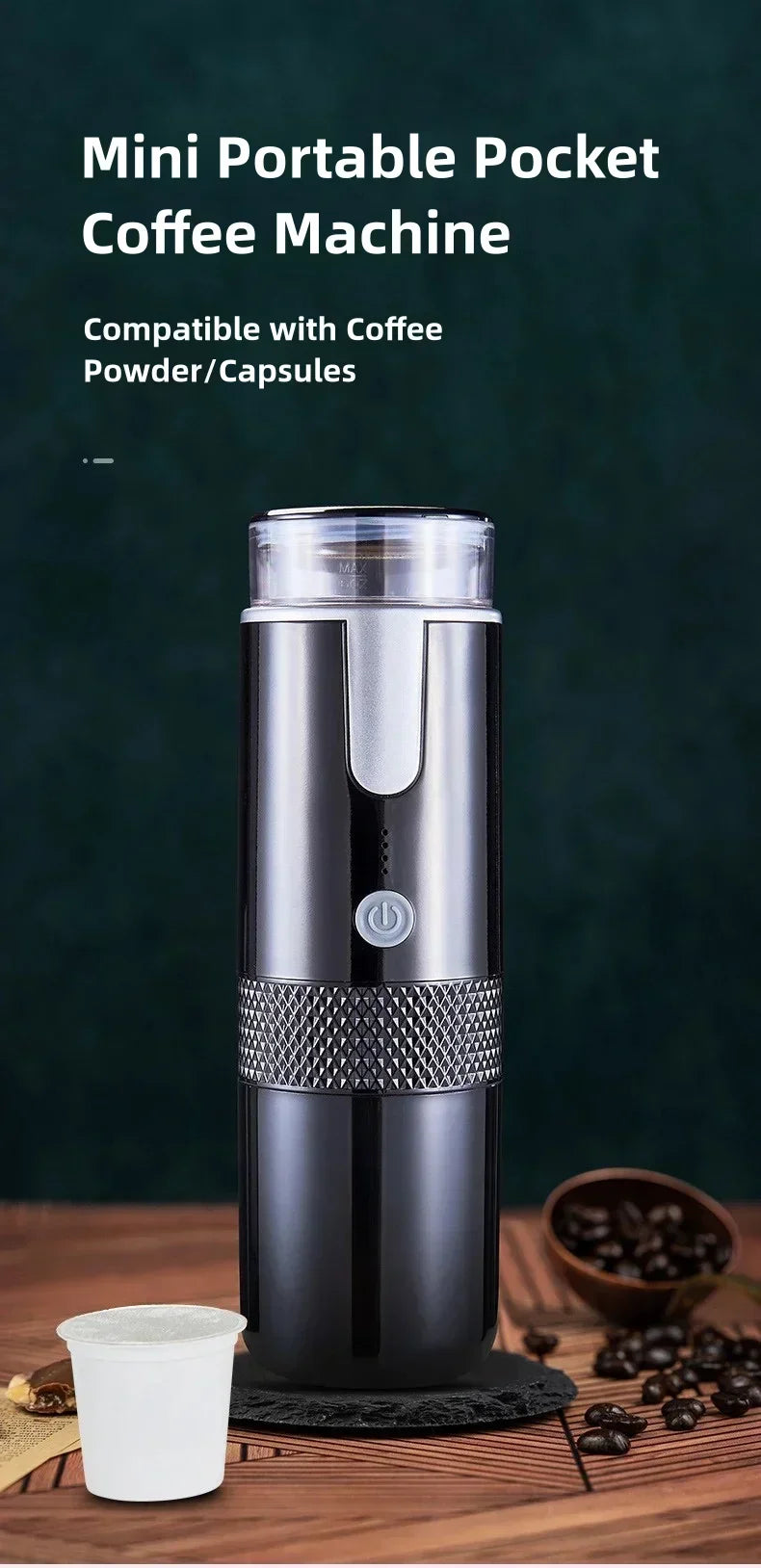 Electric Coffee Maker Convenient Capsule Ground Coffee Brewer Travel Camping Coffee Maker for Ground Coffee and KCUP Capsules