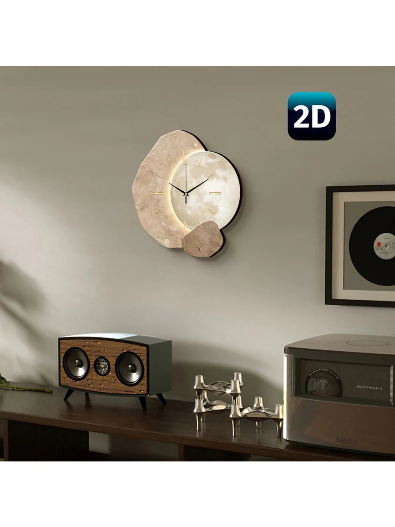 Modern Simple Silent Wall Clock, Moon Phase Design - Quiet Quartz Movement, Wooden Material, Non-Drip Sound, Perfect for Bedroom, Living Room or Office Decoration, Bedroom Wall Clock | Decorative Wall Clock | Wooden Structure