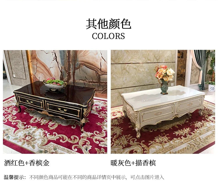French solid wood coffee table, European court carved small apartment living room tea table neoclassical, furniture45