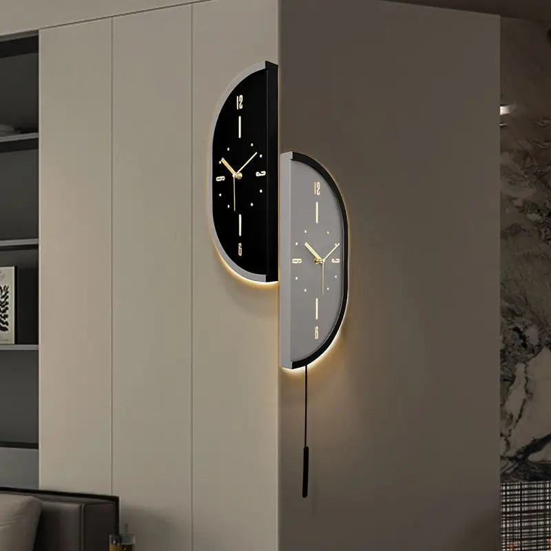 Corner Wall Clock Living Room Clock Wall Mounted Silent Display Wall Clock Modern Design Home Decor