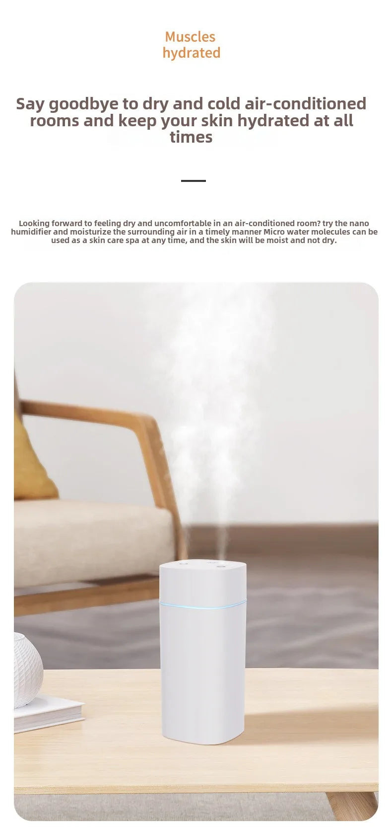 600ML Luminous Air Humidifier Double Spray Port Essential Oil Aromatherapy Humificador Cool Mist Maker Purify for Home Office