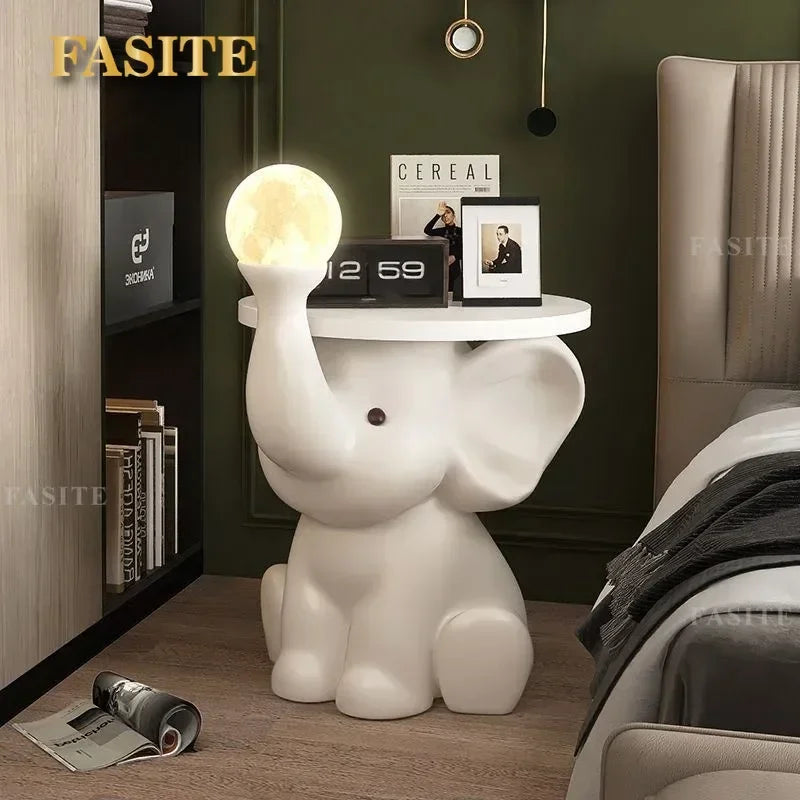 Creative Elephant Statue Side Table, living room Small Coffee Table, Bedroom Bedside Table, Cute Home Decor Furniture, Modern