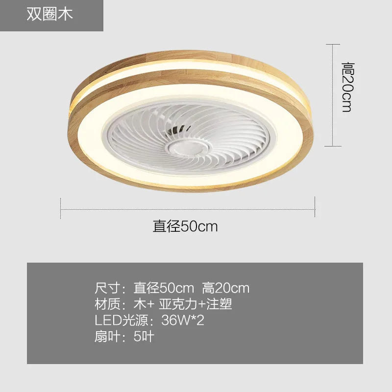 Wooden Ceiling fan with light and remote control home appliance cooling ceiling fan Bedroom Living Room smart ceiling fan light