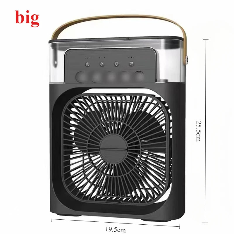 2025 New Portable Fan Air Conditioners USB Electric Fan LED Night Light Water Mist Fun 3 In 1 Air Humidifie For Home