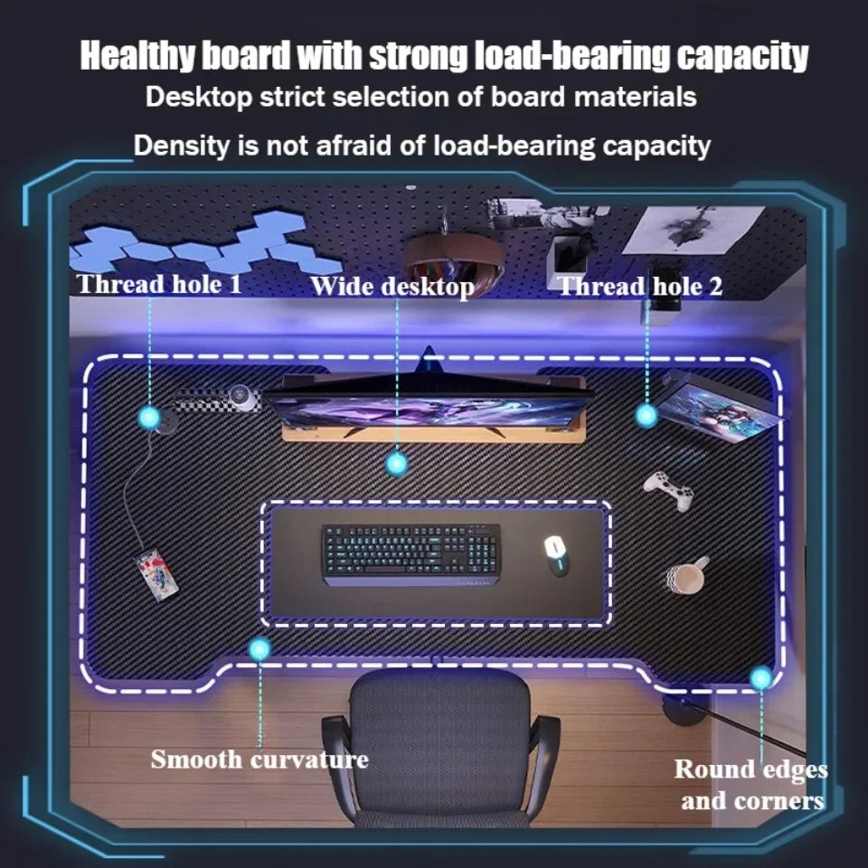 Esports Gaming Table Modern Luxury Iron Computer Desks Large Capacity Stable Structure Computer Table Simple Bedroom Office Desk