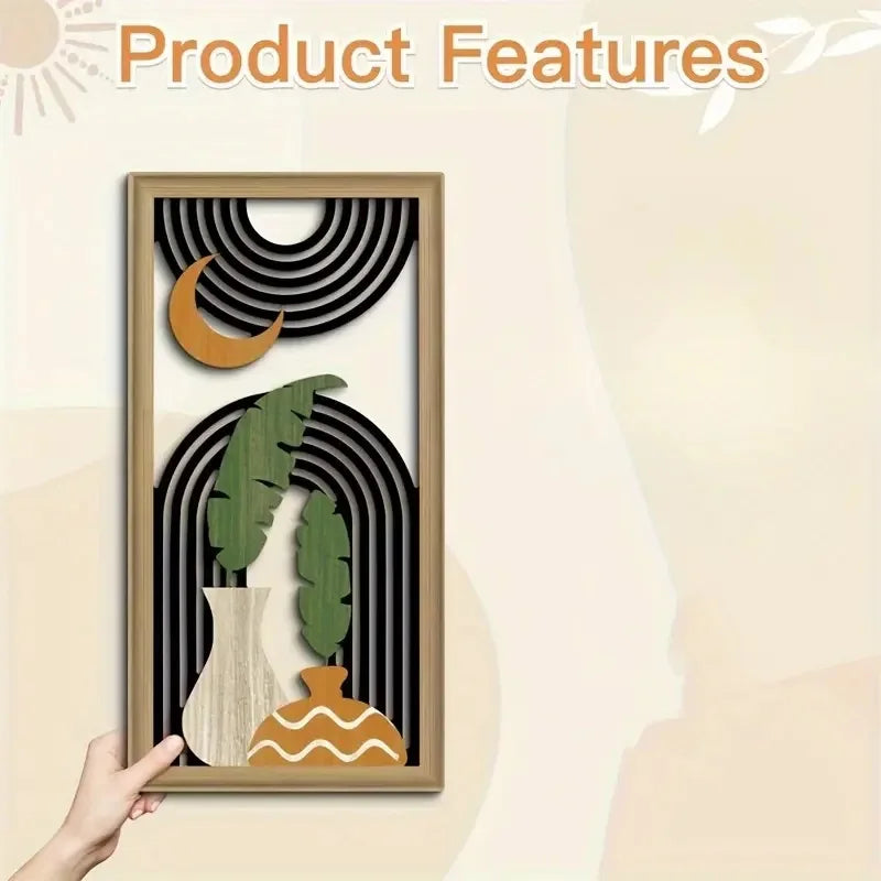 3pcs Hollow wall art Bohemian style hollow wood art wall decoration abstract geometry wall art bedroom living room dining room