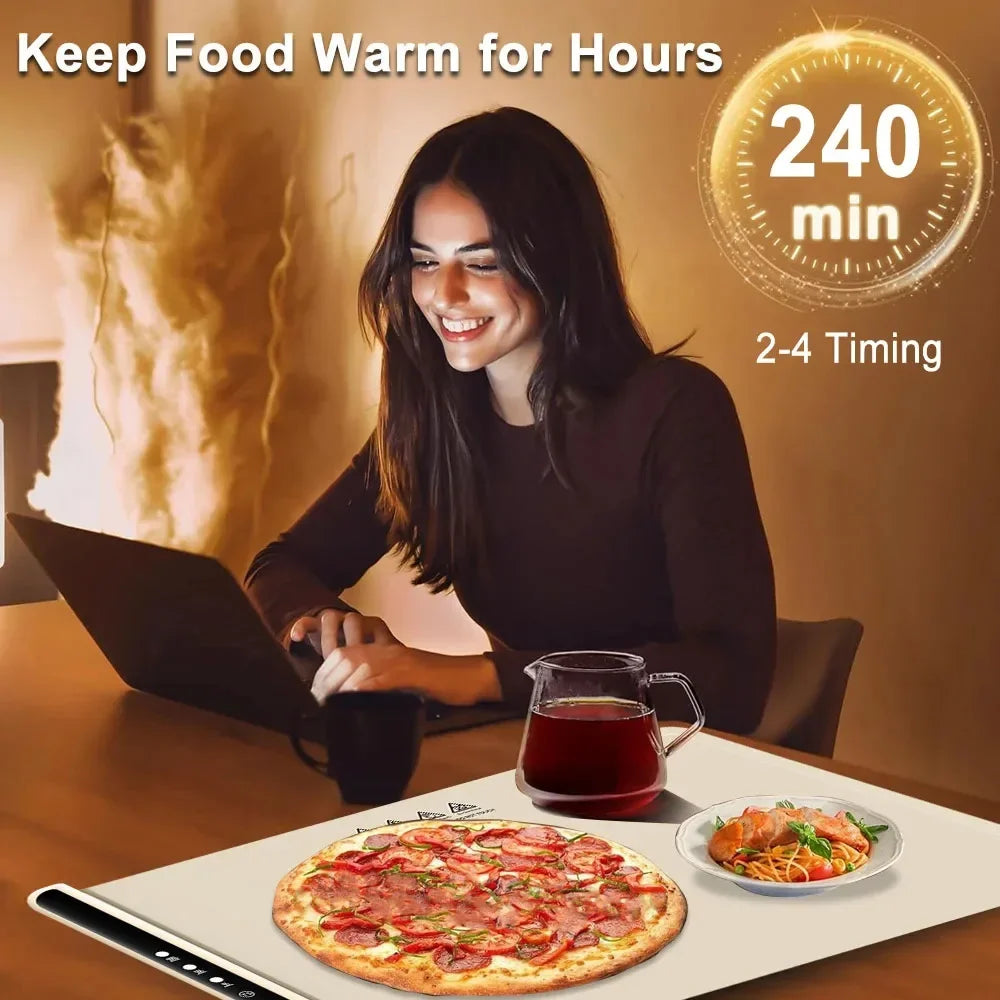Electric Warming Tray Food Warmer Mat Foldable Coffee Warming Pad for Food Portable Electric Warming Tray Silicone Warmer Plate