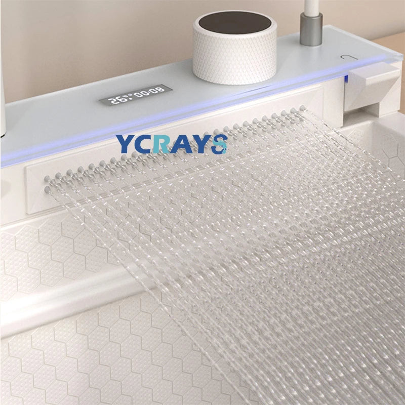 YCRAYS Gold Waterfall Multifunctional Kitchen Sink Large Single Slot Integrated Digital Display Faucet Soap Dispenser Cup Washer