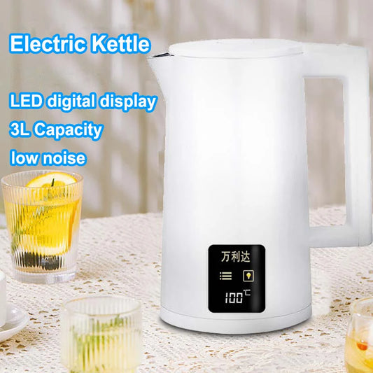 1500W LED Digital Display Electric Kettle 3L Stainless Steel Household Thermal Insulation Automatic Power-off Electric Kettle