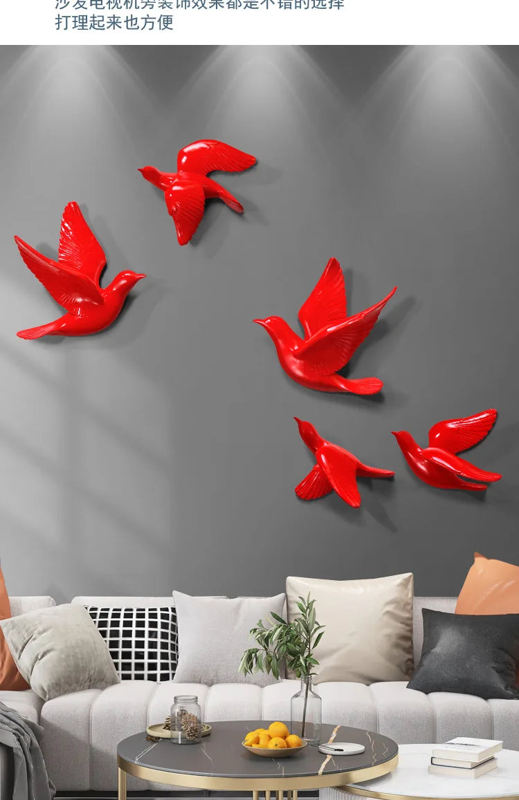 Bird Wall Hanging European Three-dimensional Creative Living Room Entrance Background Wall Decoration Wall Hanging