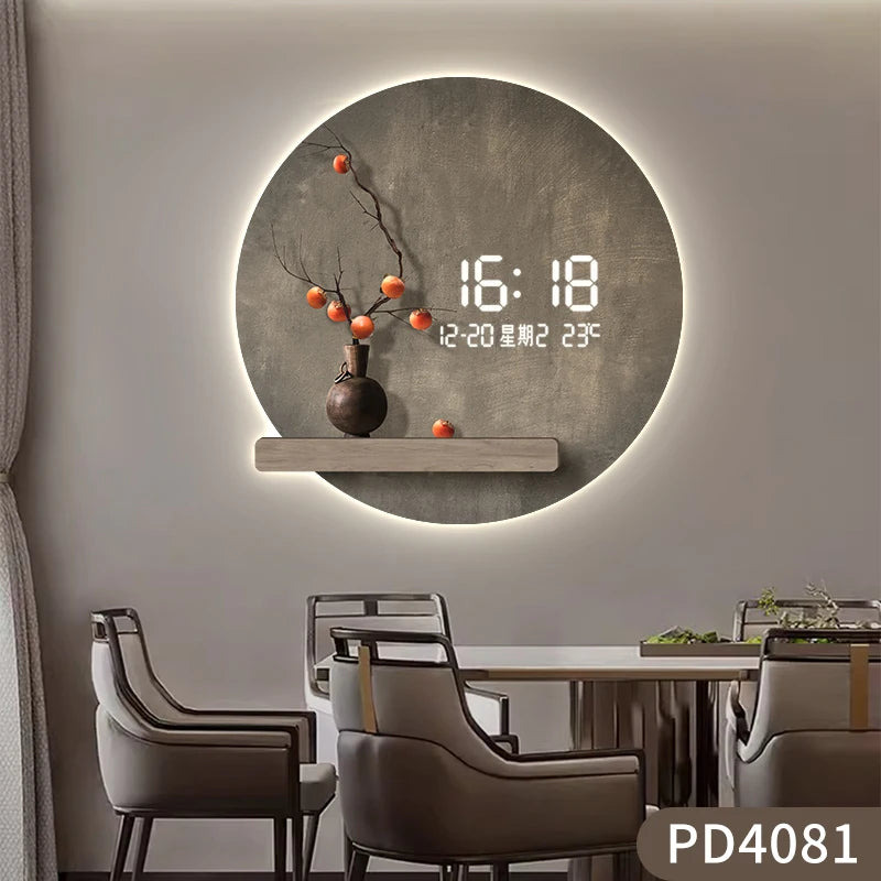 Digital Art Mural Wall Clocks Luxury Mechanism Alarm Korean Kitchen Wooden Wall Watch Reloj De Pared Living Room Decoration