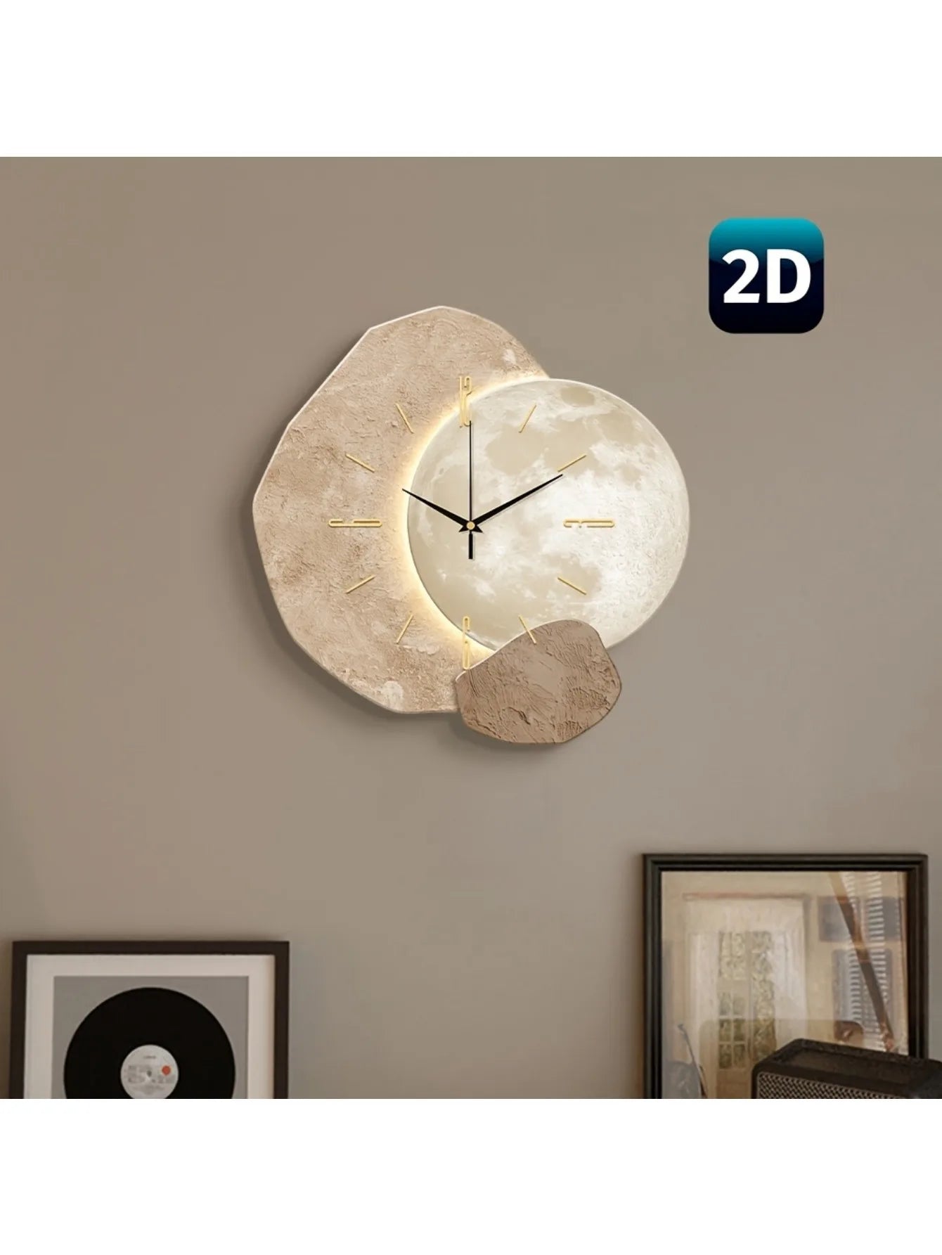 Modern Simple Silent Wall Clock, Moon Phase Design - Quiet Quartz Movement, Wooden Material, Non-Drip Sound, Perfect for Bedroom, Living Room or Office Decoration, Bedroom Wall Clock | Decorative Wall Clock | Wooden Structure