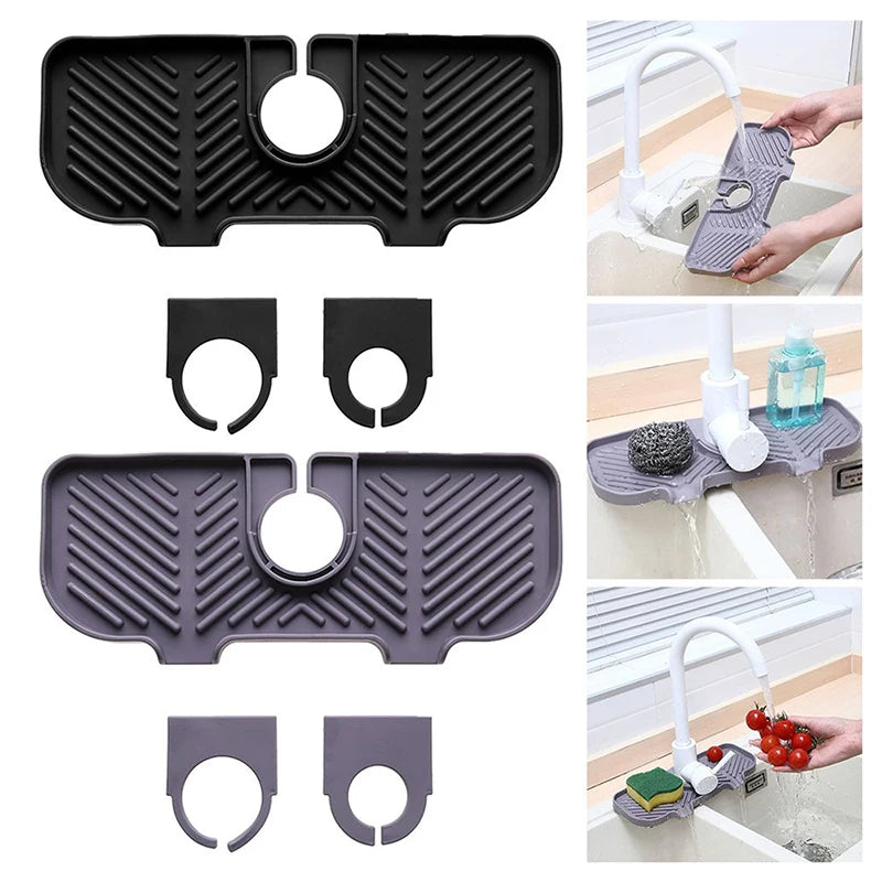 Convenient Silicone Countertop Protector Faucet Absorbent Pad Drip Catcher Mat Faucet Absorbent Mat Sink Splash Guard