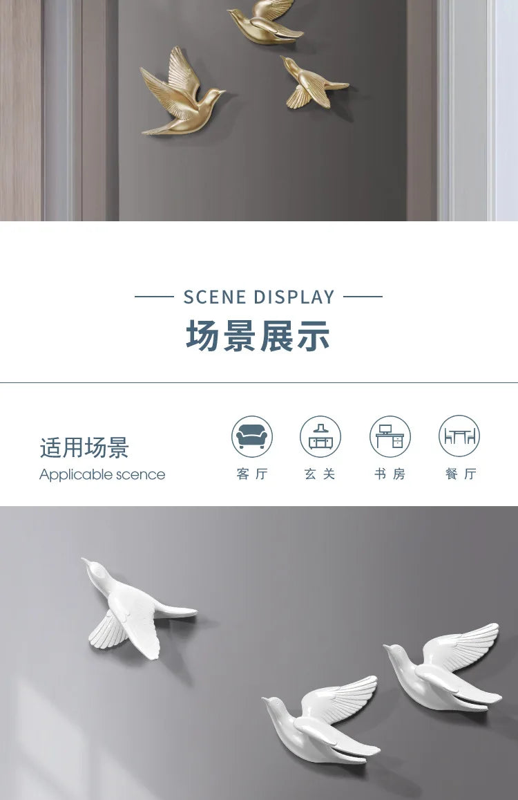Bird Wall Hanging European Three-dimensional Creative Living Room Entrance Background Wall Decoration Wall Hanging