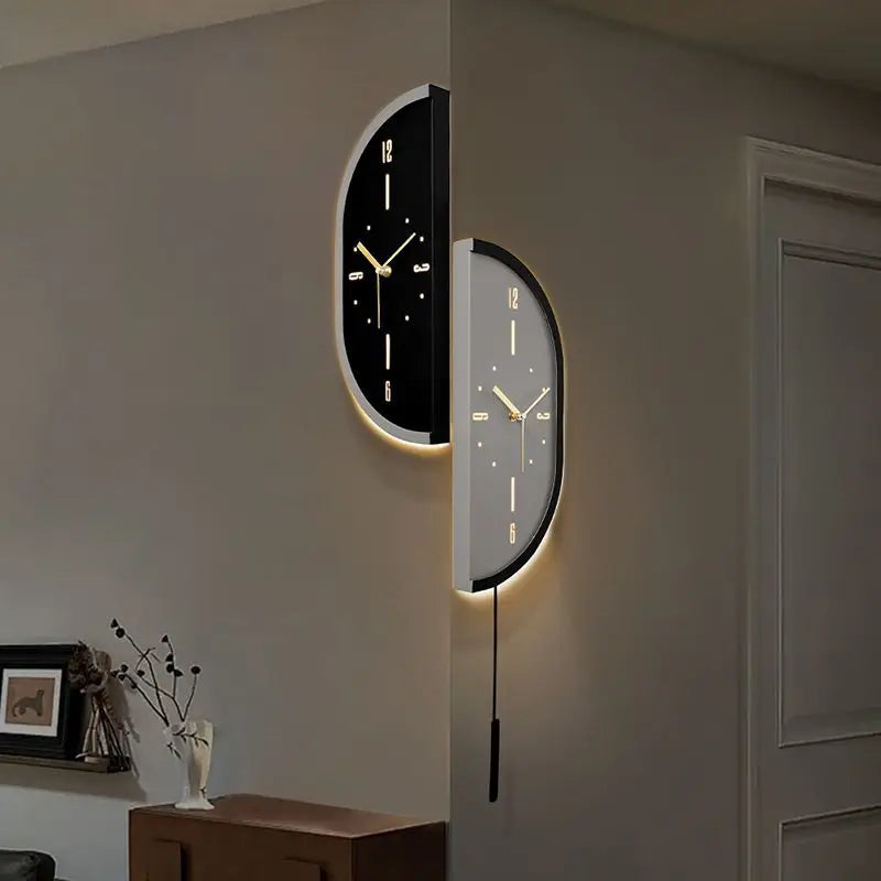 Corner Wall Clock Living Room Clock Wall Mounted Silent Display Wall Clock Modern Design Home Decor
