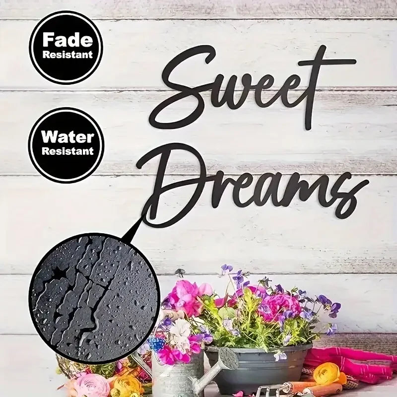 Bohemian Style Black Metal Sweet Dream Wall Logo Contemporary Bedroom Wall Art Decoration Suitable for Display Above the Bed