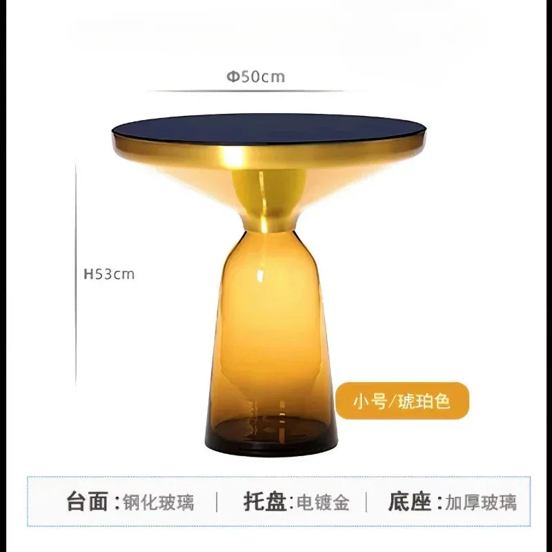 German Design Living Room Bedside Table, Sofa Side Table, Coffee Table, Indoor Round Glass, Nordic Light Luxury Coffee Table