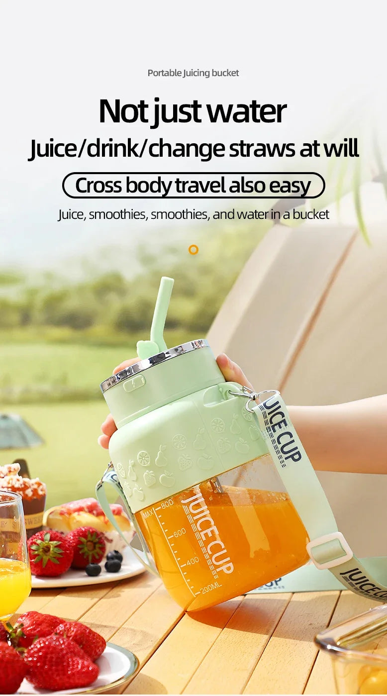Wireless Portable Juicing Bucket Electric 800ml Sports Cup Fresh Fruit Juicer With Large Capacity and 10 Stainless Steel Blades