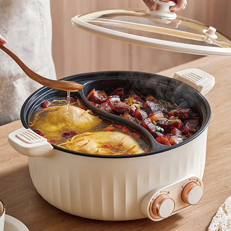 5L 6L Home Yuanyang Electric Hot Pot Electric Boiled Pan Large Capacity Double Soup Pots Non Stick Electric Frying Pan 2000W