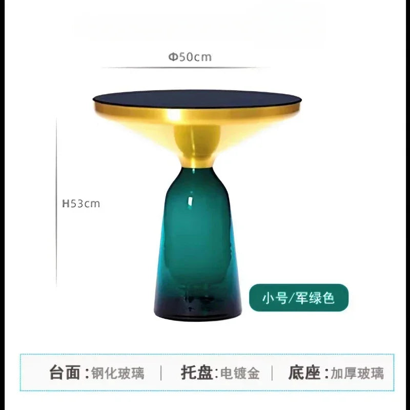 German Design Living Room Bedside Table, Sofa Side Table, Coffee Table, Indoor Round Glass, Nordic Light Luxury Coffee Table