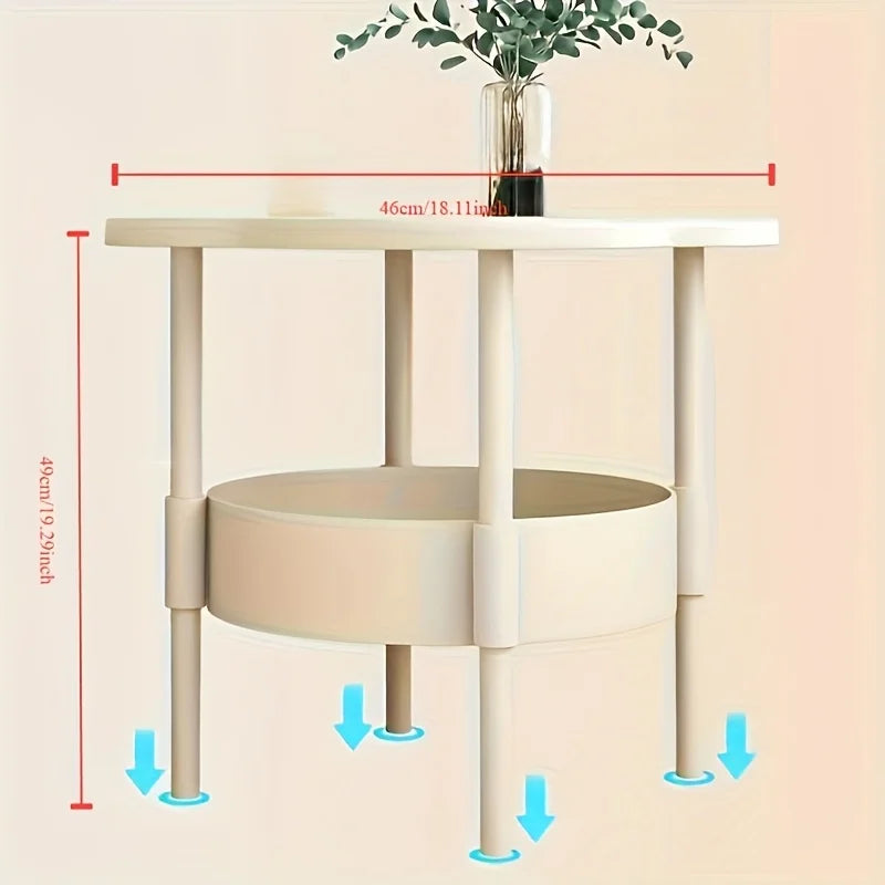[Plaid and Comfortable] Casual Modern Bedside Table with Portable Storage Rack - Space-Saving Design, Plastic Legs, No Power Sup