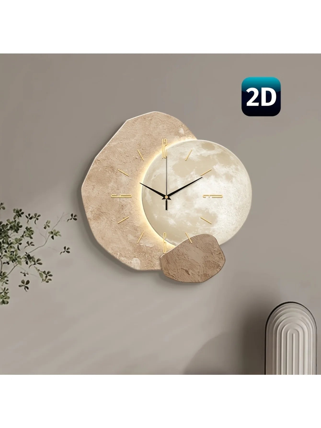 Modern Simple Silent Wall Clock, Moon Phase Design - Quiet Quartz Movement, Wooden Material, Non-Drip Sound, Perfect for Bedroom, Living Room or Office Decoration, Bedroom Wall Clock | Decorative Wall Clock | Wooden Structure