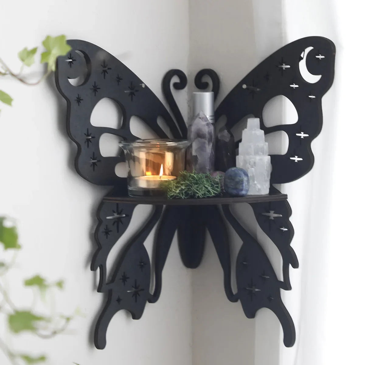 Wall Ornaments Hanging Shelf Butterfly Corner Rack Household Decorations Wooden Handicrafts Gifts Bedroom Bathroom Kitchen Shelf