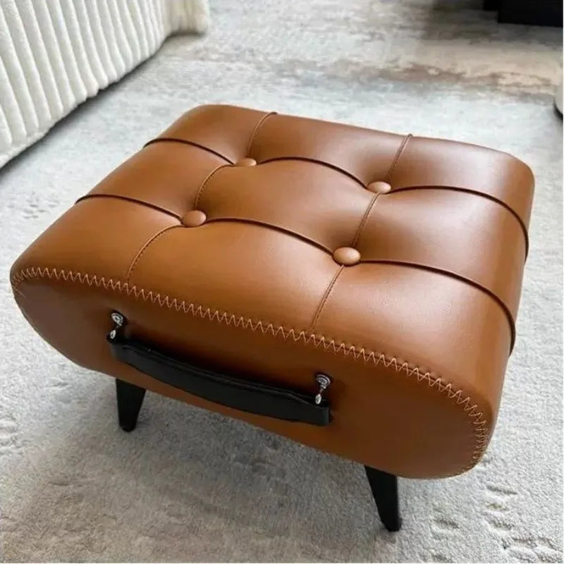 Shoe changing stool, doorstep, living room soft bag, minimalist sofa, footstool, light luxury leather art, low stool