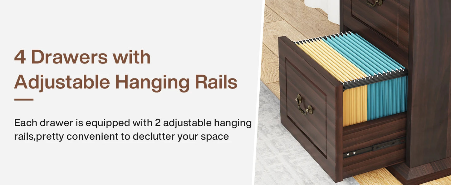 Tribesigns 4-Drawer File Cabinet Filing Cabinet, Vertical File Cabinet Home Office Wood Filing Cabinet for A4 /Letter Size