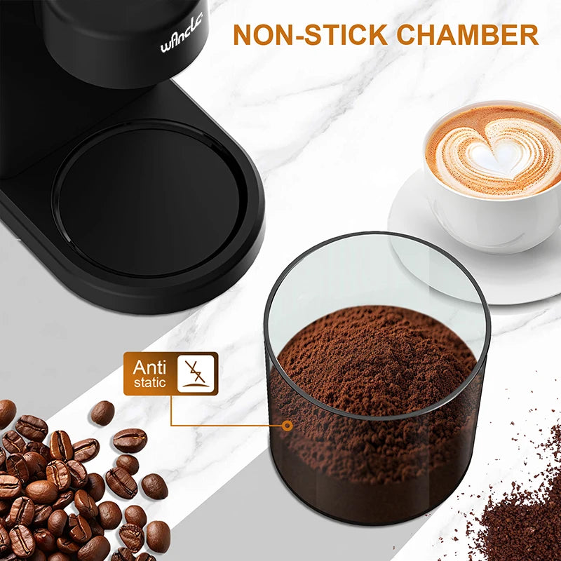 Coffee Bean Grinder Automatic Conical Burr Grinder 25 Precise Grindings with Powder Blower for Espresso French Coffee 2-12 Cups