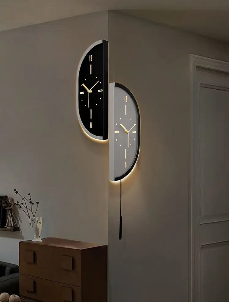 Corner Wall Clock Living Room Clock Wall Mounted Silent Display Wall Clock Modern Design Home Decor
