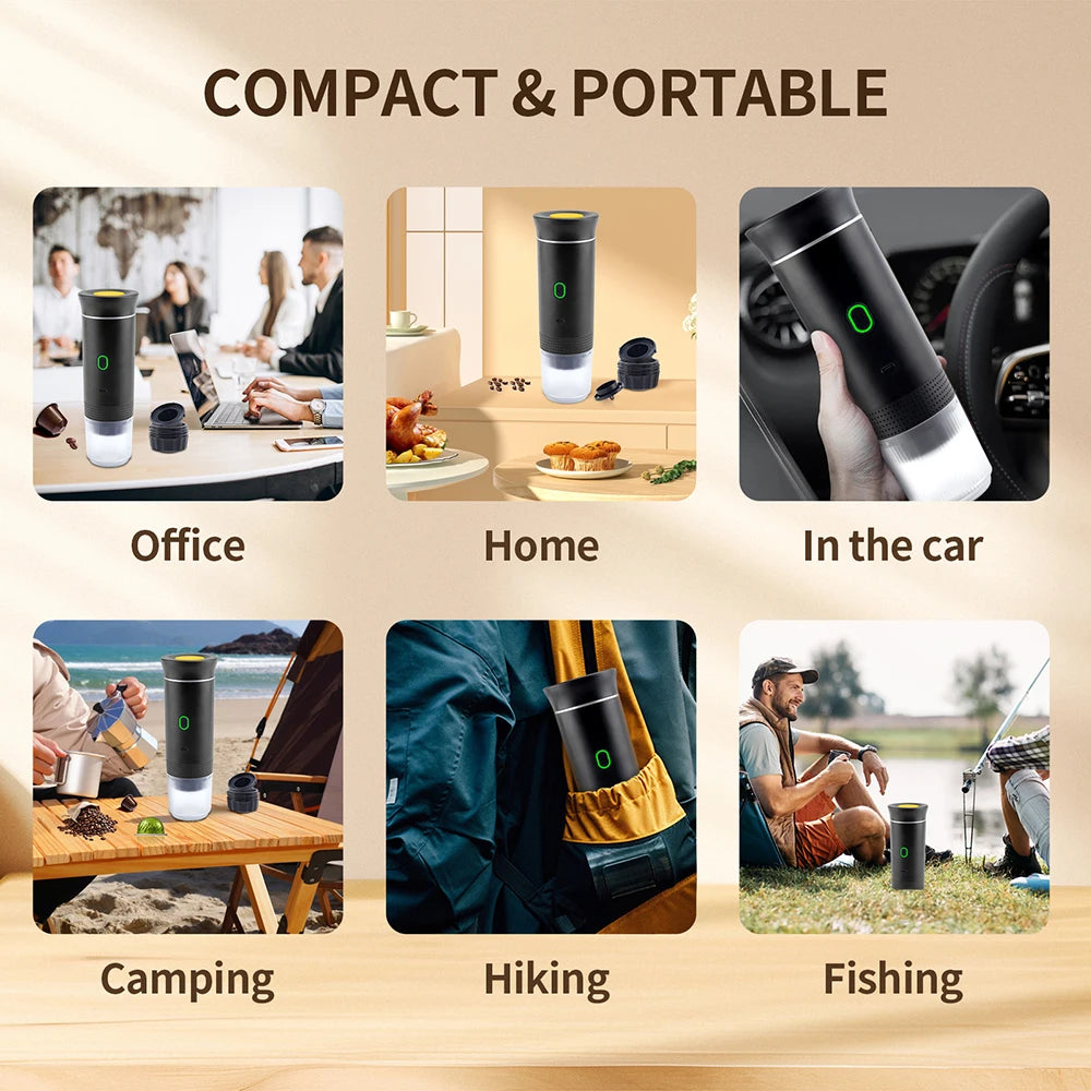 Portable Wireless Electric Espresso Coffee Machine For Travel &Car &Home Camping Coffee Maker 3-in-1 Capsule Powder Coffee Maker