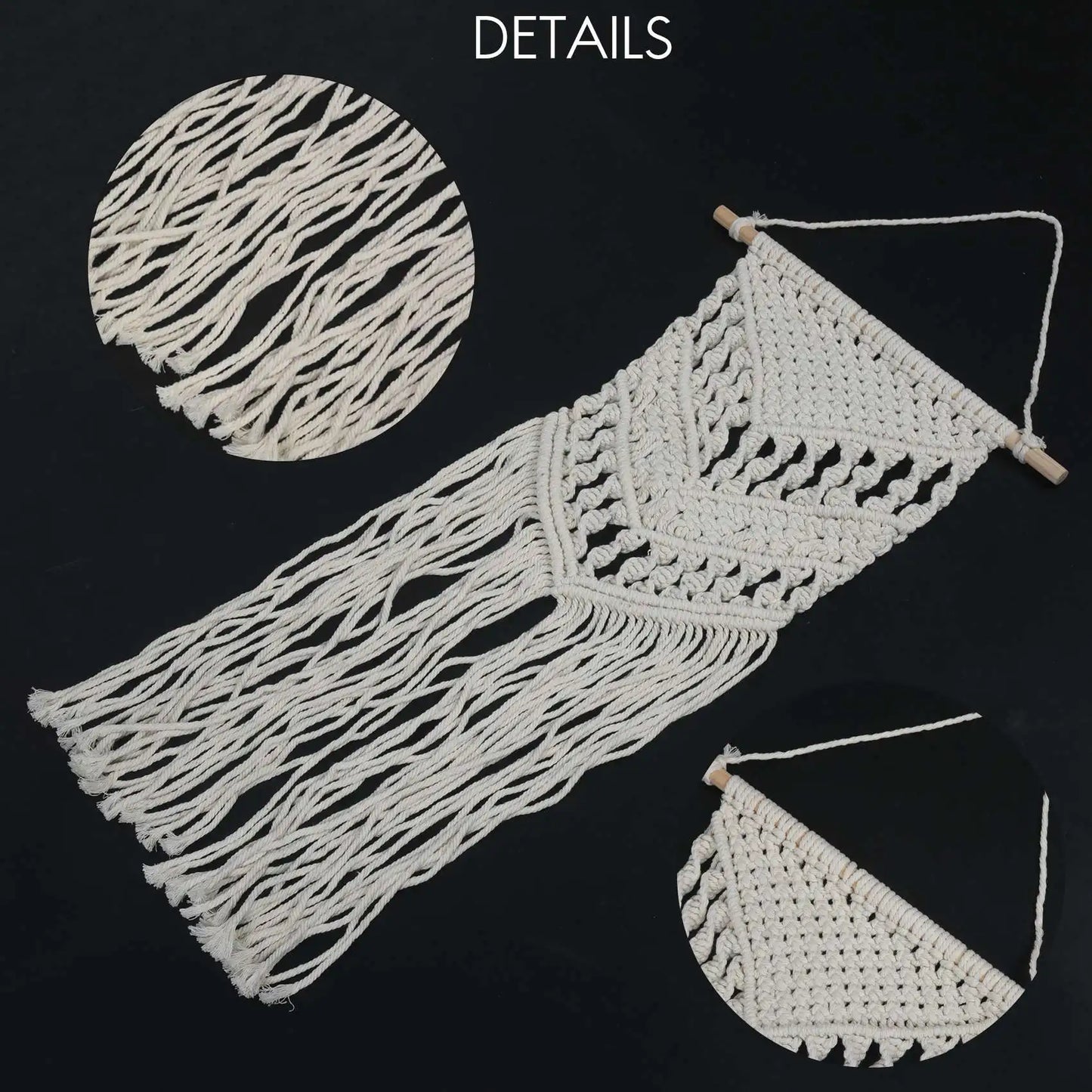 ABYN-Macrame Woven Wall Hanging - Boho Style Bohemian Room Geometric Art Decor - Beautiful Apartment Dorm Room Decoration, 14In