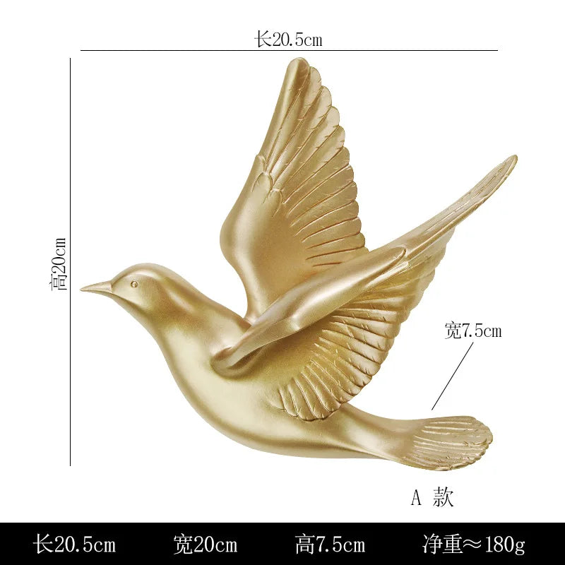 Bird Wall Hanging European Three-dimensional Creative Living Room Entrance Background Wall Decoration Wall Hanging