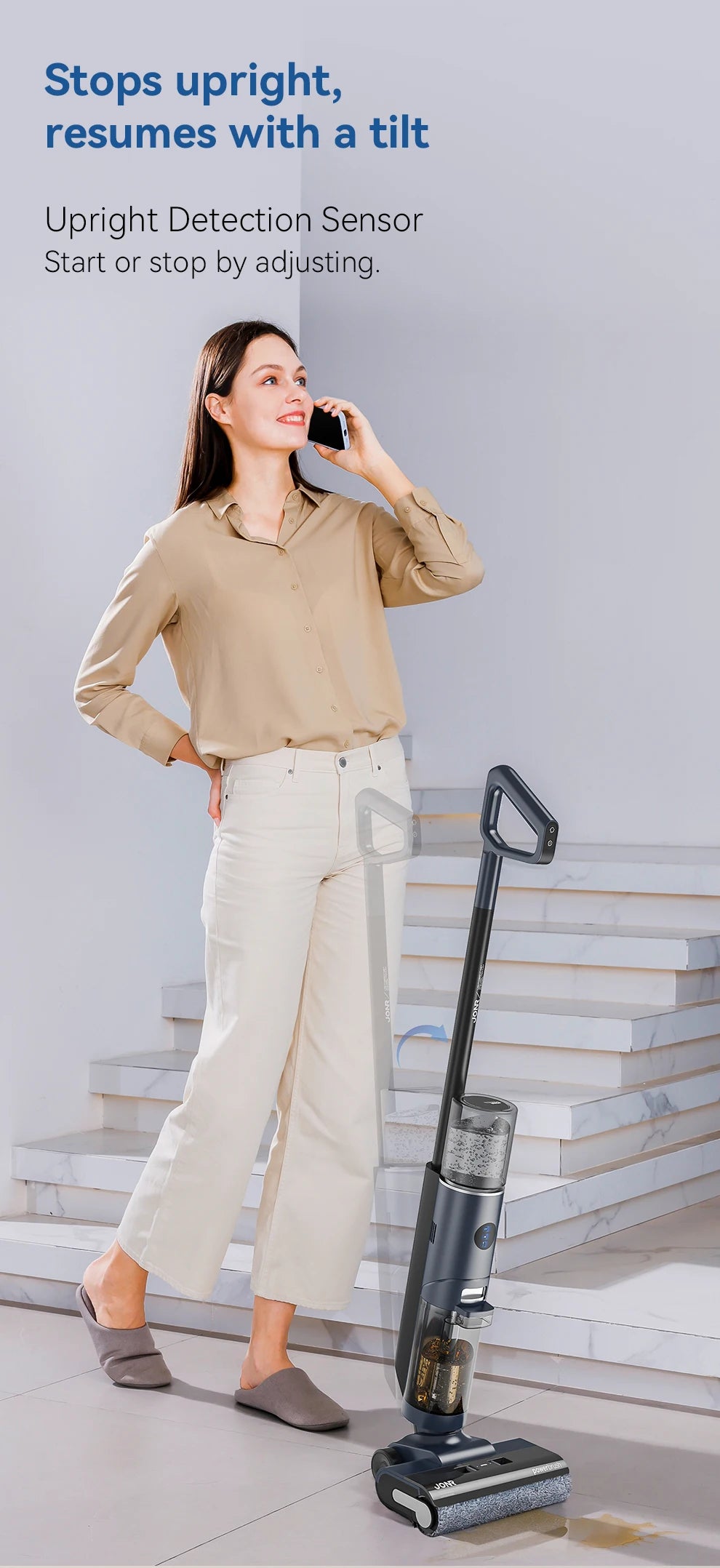 JONR ED12 Pro Cordless Vacuum Cleaner Wet & Dry Vertical Vacuum Cleaner with Hot Air Dry Self-Cleaning For Smart Home Appliances