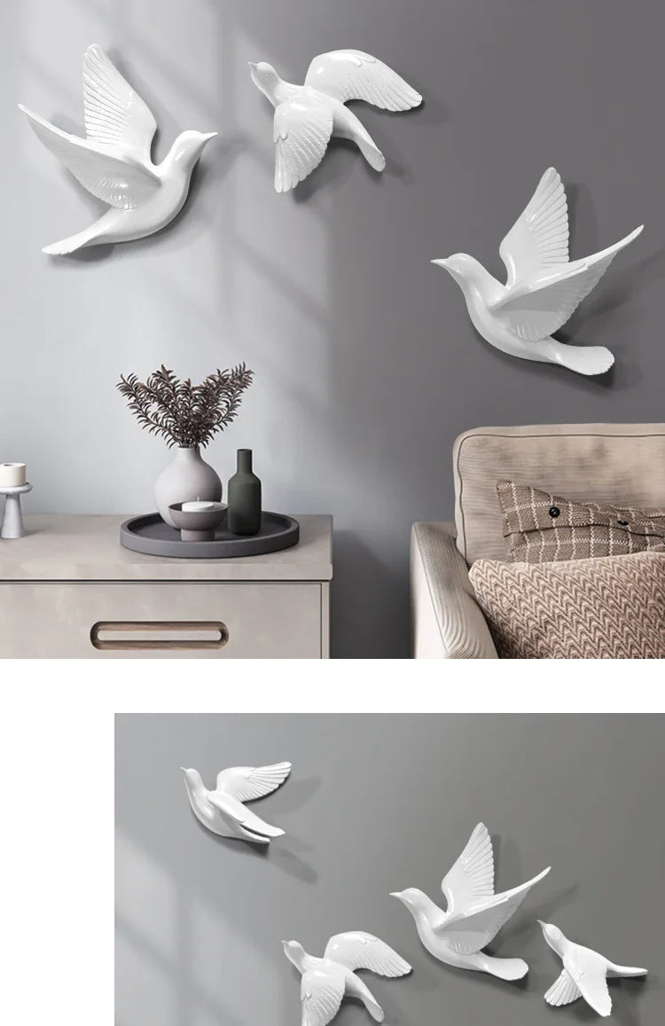 Bird Wall Hanging European Three-dimensional Creative Living Room Entrance Background Wall Decoration Wall Hanging