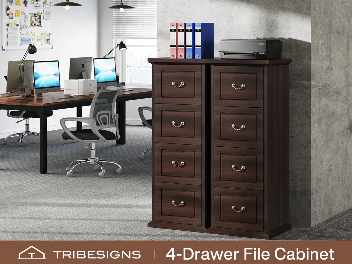 Tribesigns 4-Drawer File Cabinet Filing Cabinet, Vertical File Cabinet Home Office Wood Filing Cabinet for A4 /Letter Size