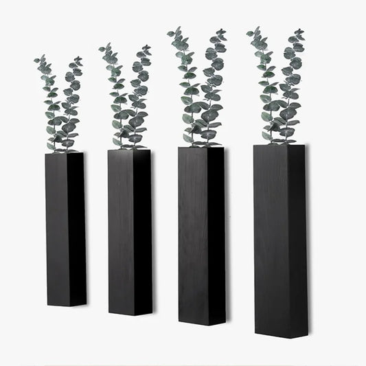 Wall Planter for Indoor Plants Black Wall Decor for Living Room Bathroom Wood Wall Vases for Dried Flowers and Faux Greenery