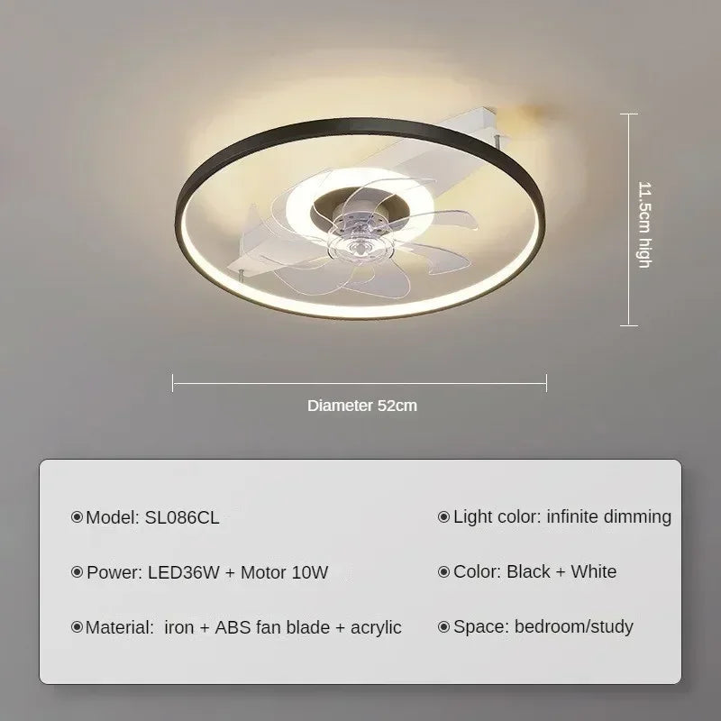 New Home with Remote Control Living Room Fan Light Ceiling Lamp Simple Modern Creative Study Bedroom Fan Lamps and Lanterns