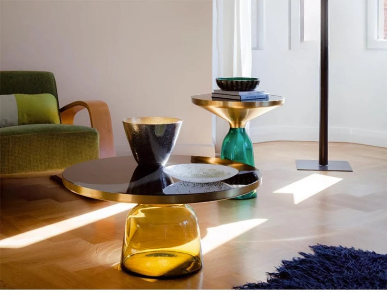 German Design Living Room Bedside Table, Sofa Side Table, Coffee Table, Indoor Round Glass, Nordic Light Luxury Coffee Table