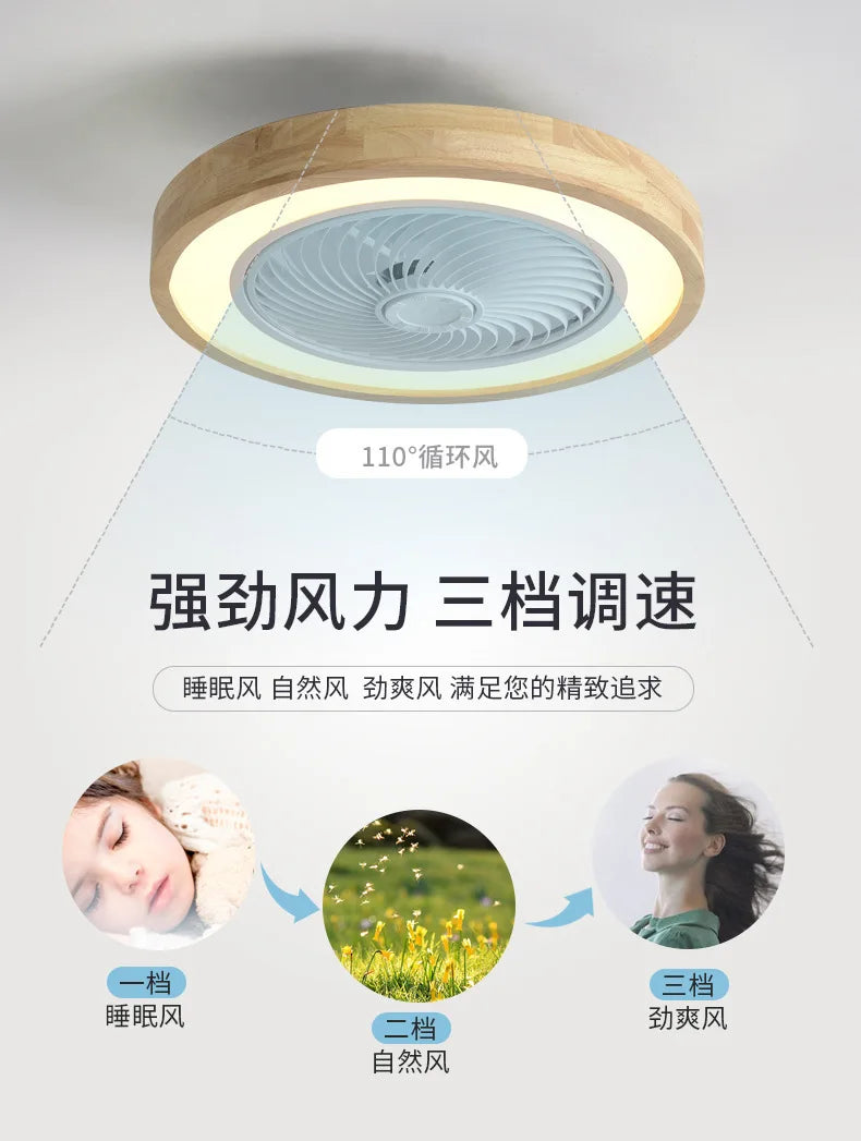 Wooden Ceiling fan with light and remote control home appliance cooling ceiling fan Bedroom Living Room smart ceiling fan light